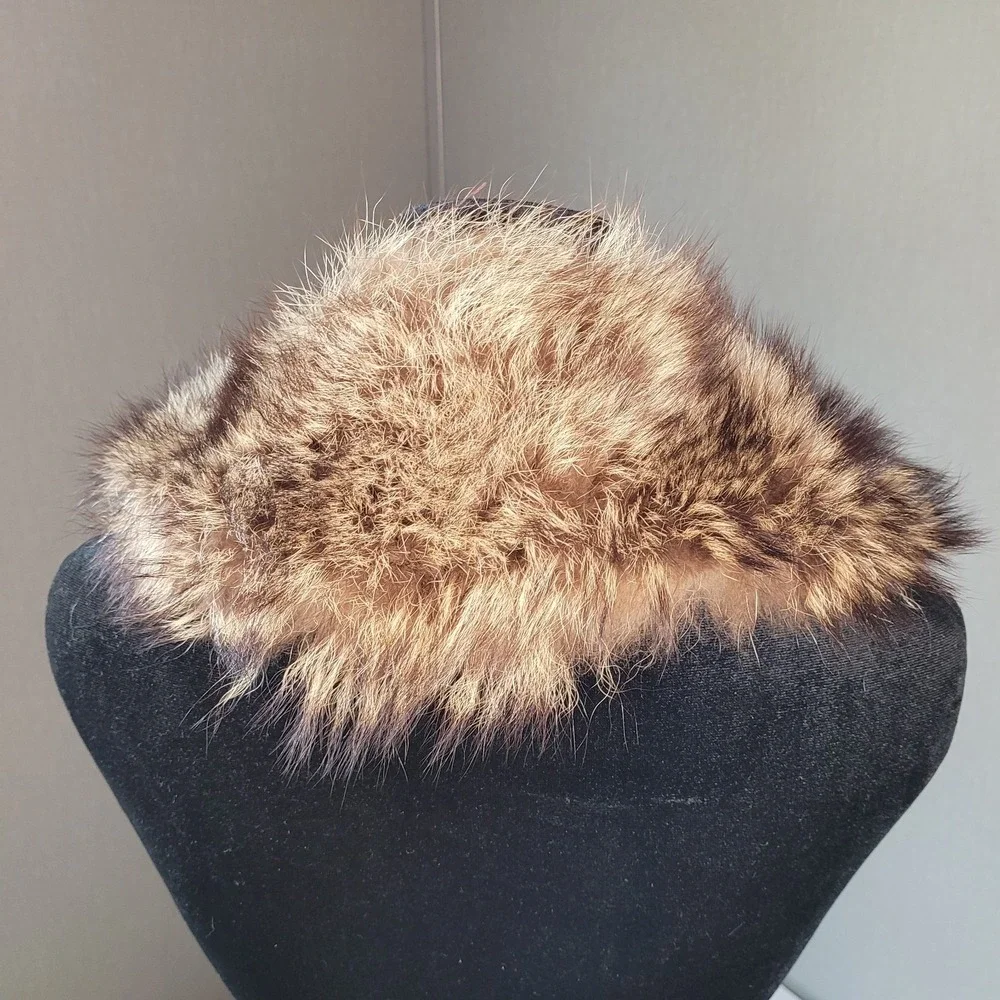 Vintage Genuine Fox Fur Collar Stole Silky‎ Soft Warm Brown Quilted 32